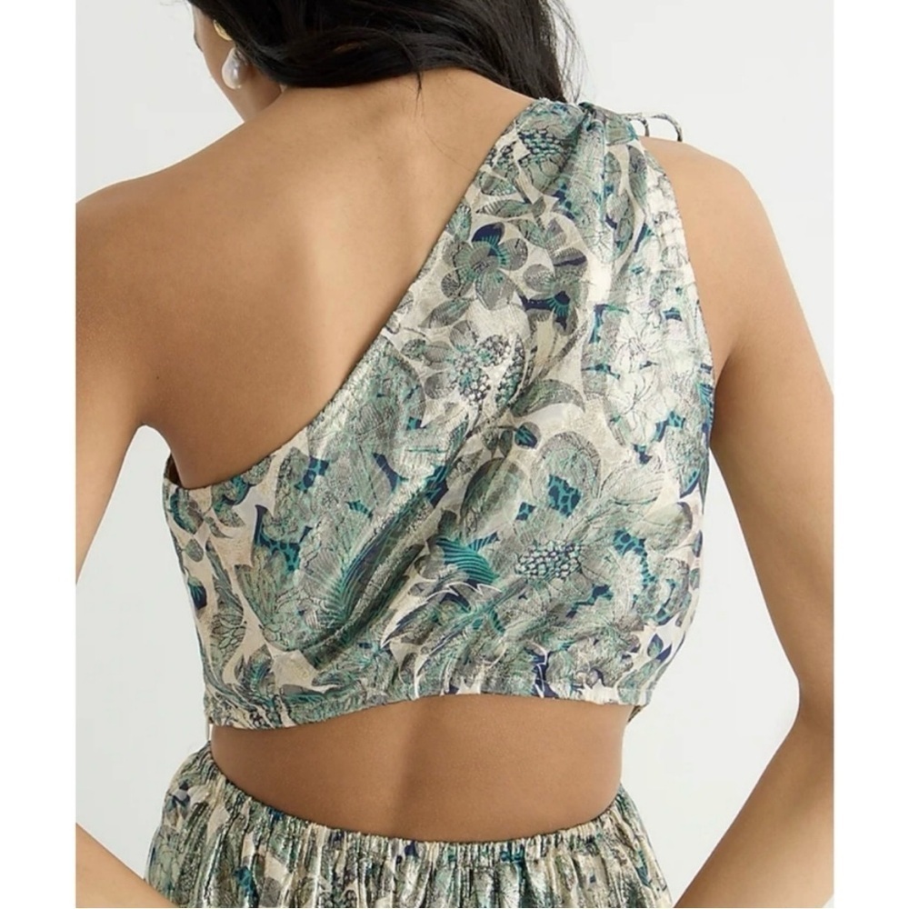 J.Crew Collection One-Shoulder Metallic Silk Maxi Dress – Size 4 - Picture 2 of 10
